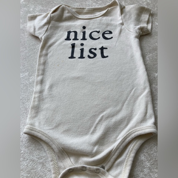 Tenth & Pine cream “nice list” cream onesie - Picture 1 of 5